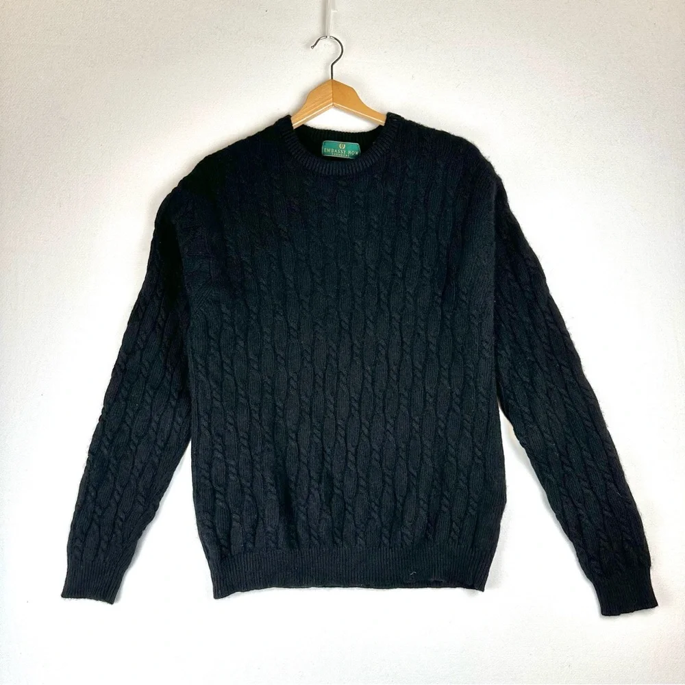 Embassy Row Cashmere Cable Crew Sweater Office Preppy